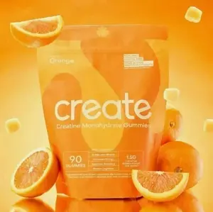 Create Creatine Monohydrate Gummies – Vegan, Gluten-Free, Orange Flavor (1.5g per Gummy)