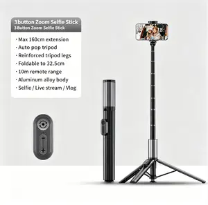 62-inch selfie stick tripod for iPhone, auto-open phone tripod stand with magnetic smart remote support, zoom in/out for cell phones, front/rear camera switch, travel selfie stick for iPhone/Android