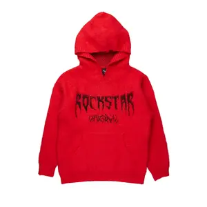 Andreas Red Graphic Knit Hoodie