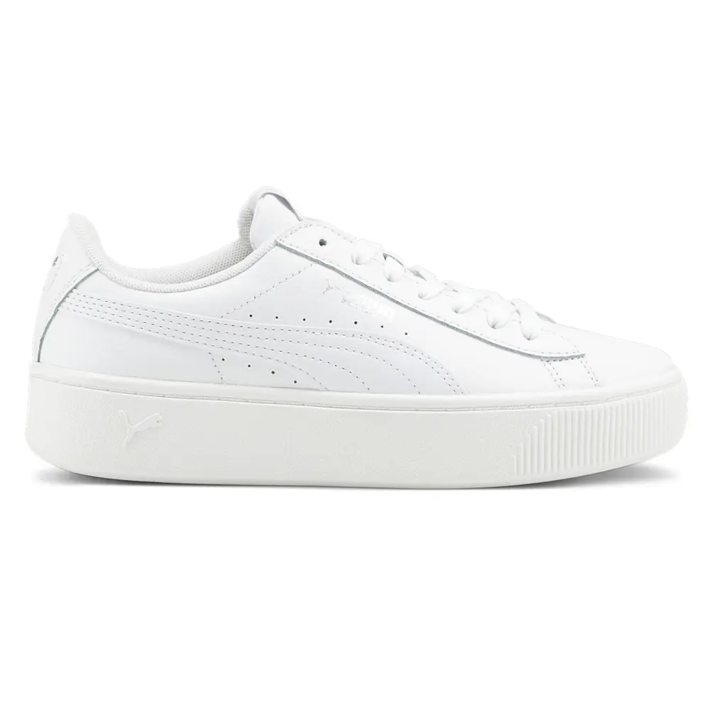PUMA Womens Vikky Stacked Leather Platform Sneakers Shoes Casual - White
