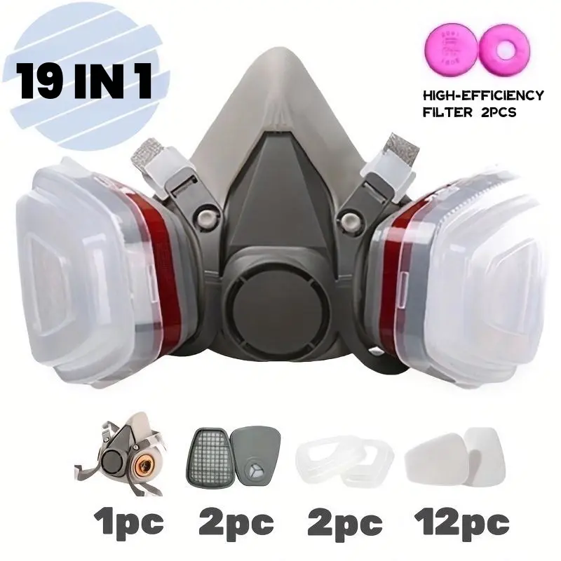 Half Face Mask with Filter, Reusable Respirator Mask, Reusable Dustproof Mask, Multifunctional Safety Mask, Safety Equipment, Safety Gear, Protective Mask for Paint, Woodworking, Construction, Polishing, Chemical, DIY