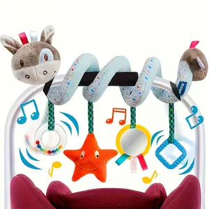 Spiral Plush Baby Car Seat Toy - Colorful Activity Stroller Mobile, Rattle Maracas Sensory, for Boys & Girls 0-12 Months, Perfect for Bassinet, Crib, & Baby Carrier - Ideal Birthday or Shower Gift, Baby Engagement Toy, Interactive Durable Baby Toy
