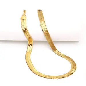 Gold Herringbone Chain Necklace