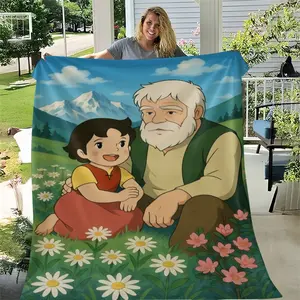 1pc exquisite cartoon characters Heidi and grandpa printed blanket - lunch blanket - small cover blanket - throw blanket soft and warm, suitable for all seasons, home decoration is suitable for sofas, offices, beds, camping and travel, the best gift choic