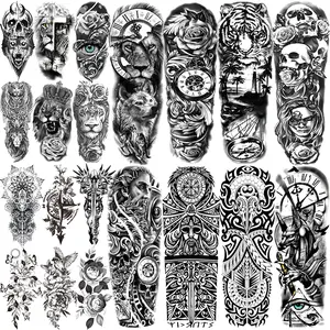 20 Large Temporary Tattoos Featuring Greek Mythology, 8 Full Arm Maori Warrior Compass Designs Aesthetic Tattoo Merch, Perfect for Adults Men Women Arms Legs, Temporary Tattoo Kit, Tattoo Stickers