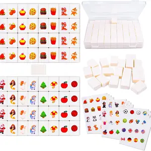 Portable Traditional Family Game Set, Mini Travel Mahjong Kit with Backup Cards & Luggage Box, Reusable Fun for Adults, Board Game Blocks