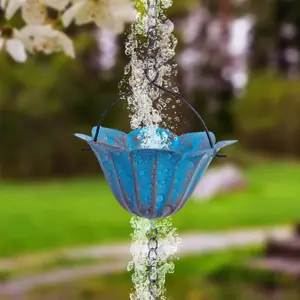 Metal Vintage Rain Chain - Decorative Gutter Downspout for Outdoor Garden, Roof Drainage with Wind Chime Effect
