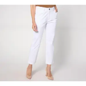Joan Rivers Petite Tru-Waist Twill Straight Ankle Pants