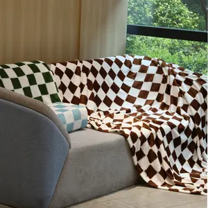 RoseKind Checkerboard Pattern Super Soft Throw Blanket 3D Checkered Design Lightweight Fuzzy Cozy Blankets for Sofa Chair Bed Ideal Gift for Lovers Women Men Friends Pets,Cloud Soft Knit for Instant Cool Relief,350GSM soft Flannel Fleece