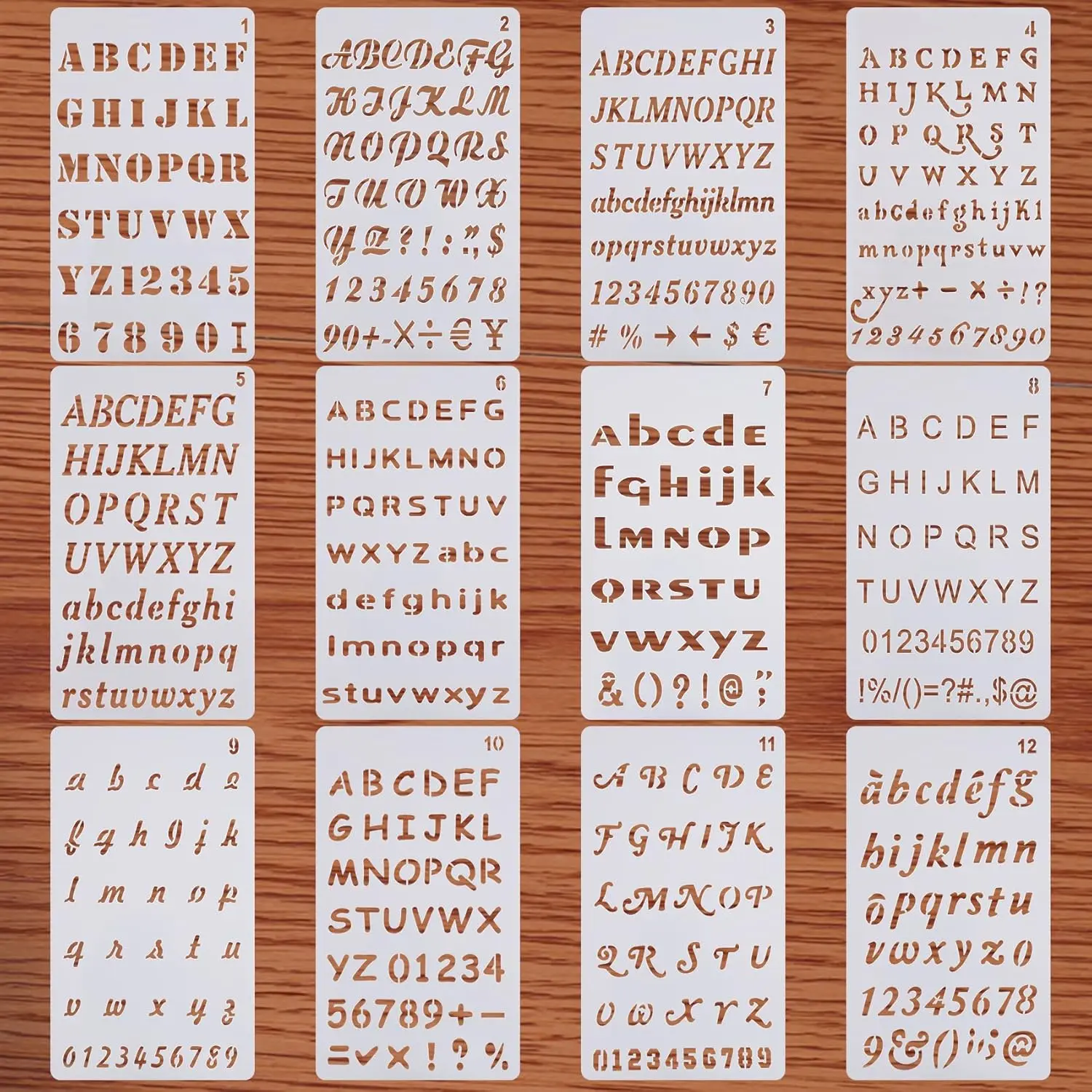 Letter Stencils - 12 Pack, 4 x 7 Inch,  Plastic Alphabet Stencils for  Journaling, Scrapbook Decor & DIY Craft Projects