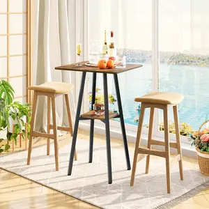 HOOBRO Bar Table, 2-Tier High Top Pub Table, Counter Height Table with Storage, Small Kitchen Dining Table, 36.6" High Bar Table for Living Room Party, Easy to Assemble, Rustic Brown#SpringSale #BigSpringSale