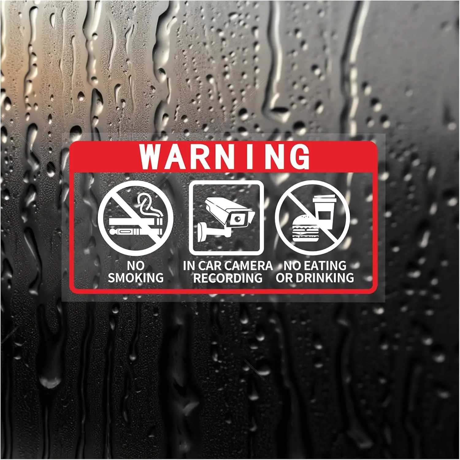 8-Pack Cars Accessories Self-Adhesive Vinyl Car Decal - 2x4 in Bumper Sticker, Windshield Sticker, Protective Film for No In-Camera Recording, No Eating or Drinking Rules, Automotive Accessories