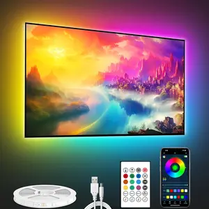 ICRGB LED Lights for TV, 24.6ft Bluetooth TV LED Backlight for 76-100in, Color Changing TV Lights Behind, TV LED Lights USB Powered, App and Remote Control TV LED Strip Lights tv led rgb  lamp