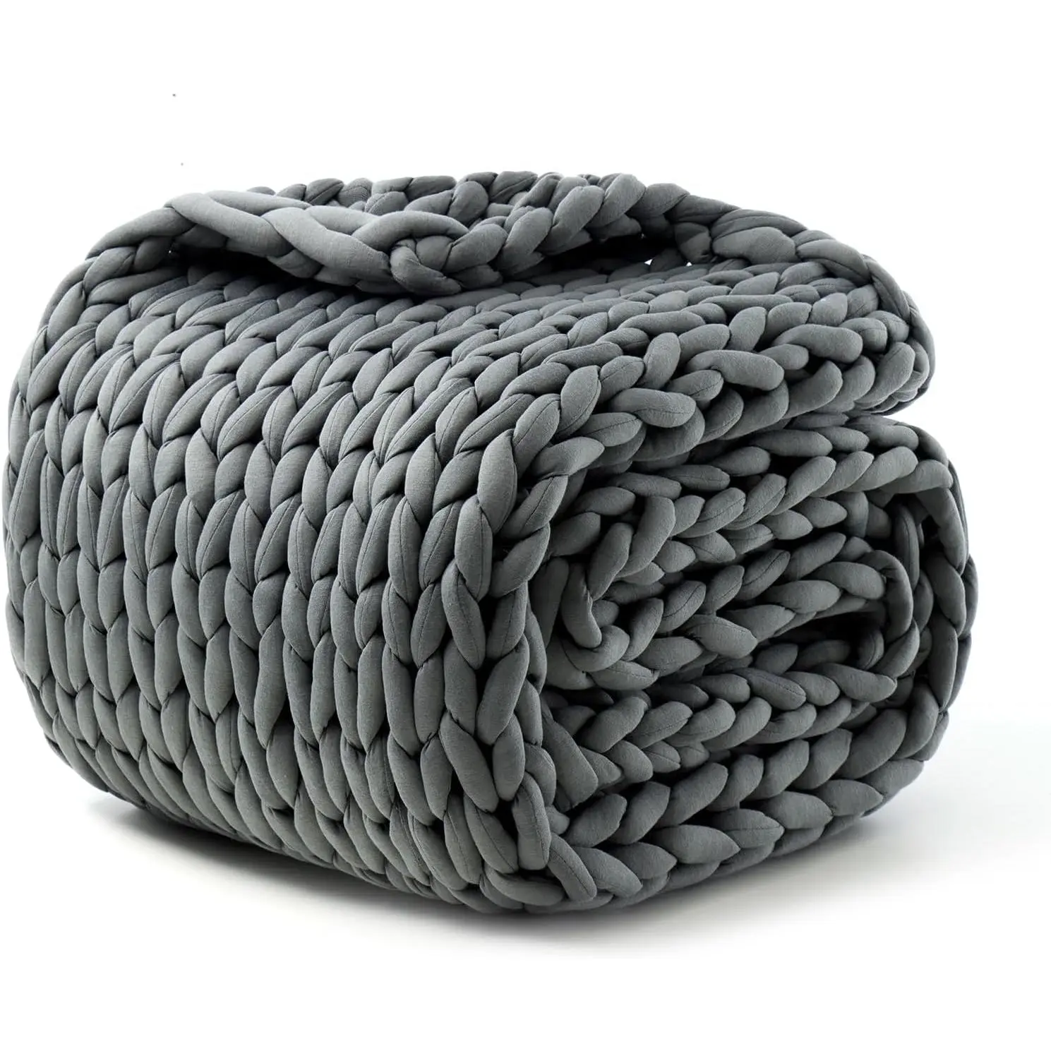 Hand-Knit Weighted Blanket for Adult,Cotton Heavy Blankets,Chunky Knit Throws,Cooling Weighted Blanket,Comfortable Sleep Soft Breathable Blanket Gifts (Dark Grey, 40"*60",8lbs)