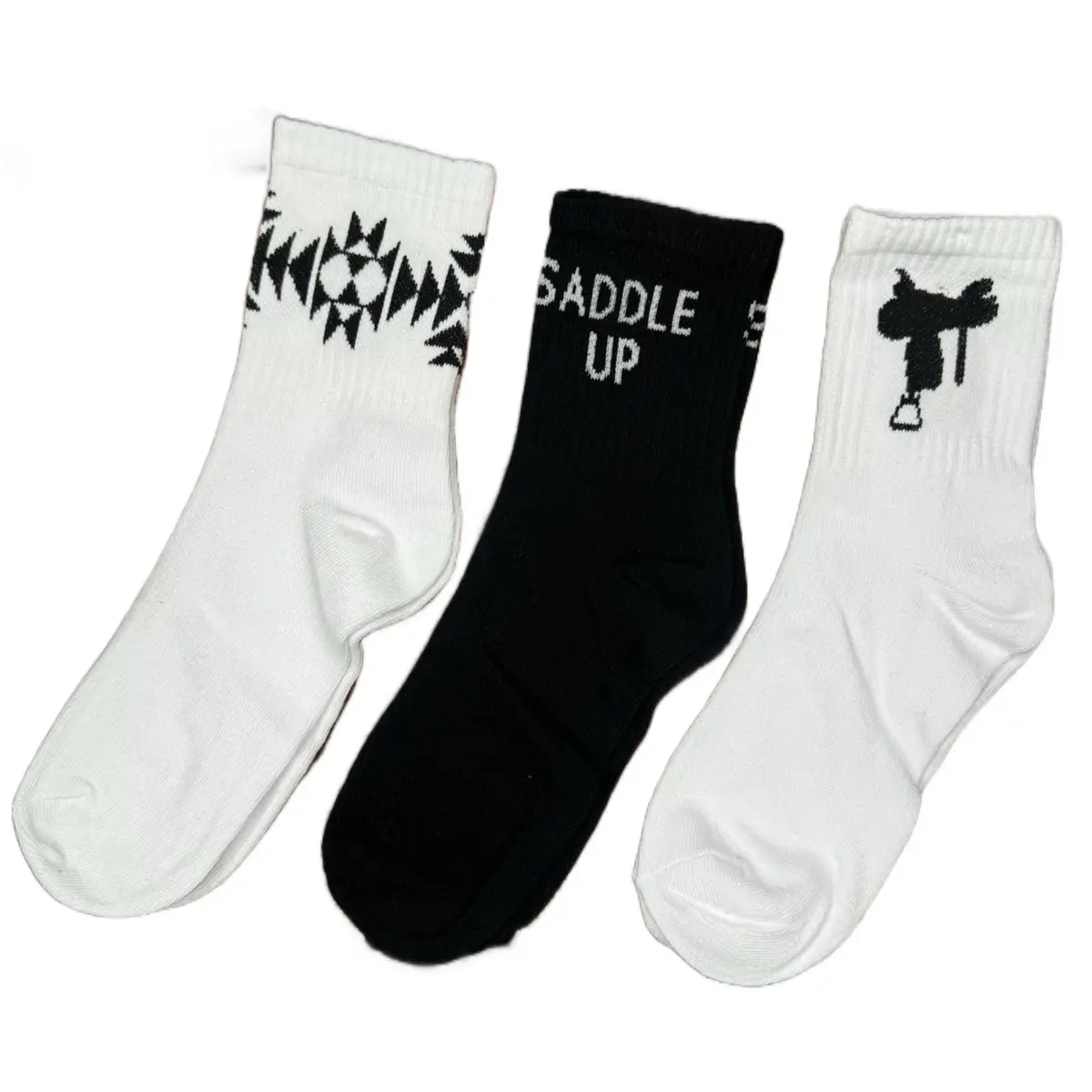Western Trendy Sock Black Trio