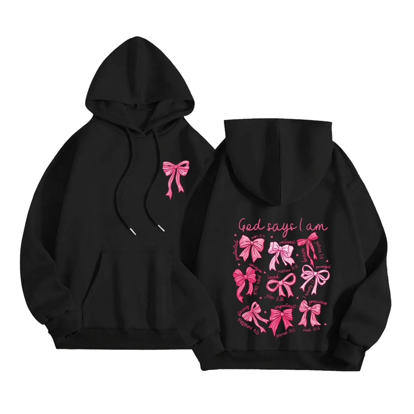 Oversized Hoodies for Women Trendy Pink Bow Graphic Lightweight Y2k Sweatshirts Casual 2026 Fall Pullover Streetwear