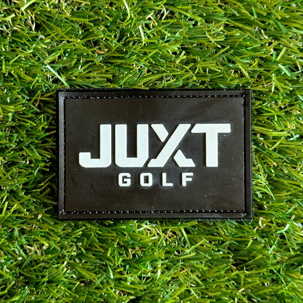 JUXT Logo B&W 3D Raised Face Golf Morale Embroidery Patch - Premium Texture, Velcro Hook Backing, Instant Attachment, Mix-and-Match Design, Ideal for Golfers