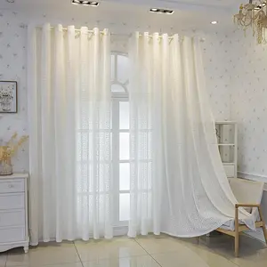 2-Panel White Transparent Curtains, Top-Hanging Soft Embossed Jacquard, Light and Breathable, Suitable for Living Room and Bedroom Home Decoration