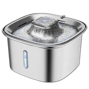 Cat Water Fountain Stainless Steel 101oz/3L Pet Fountain, Cat Drinking Fountain, Automatic Dog Water Bowl Dispenser with Quiet Pump and Water Level Window for Cats Indoor, Dogs