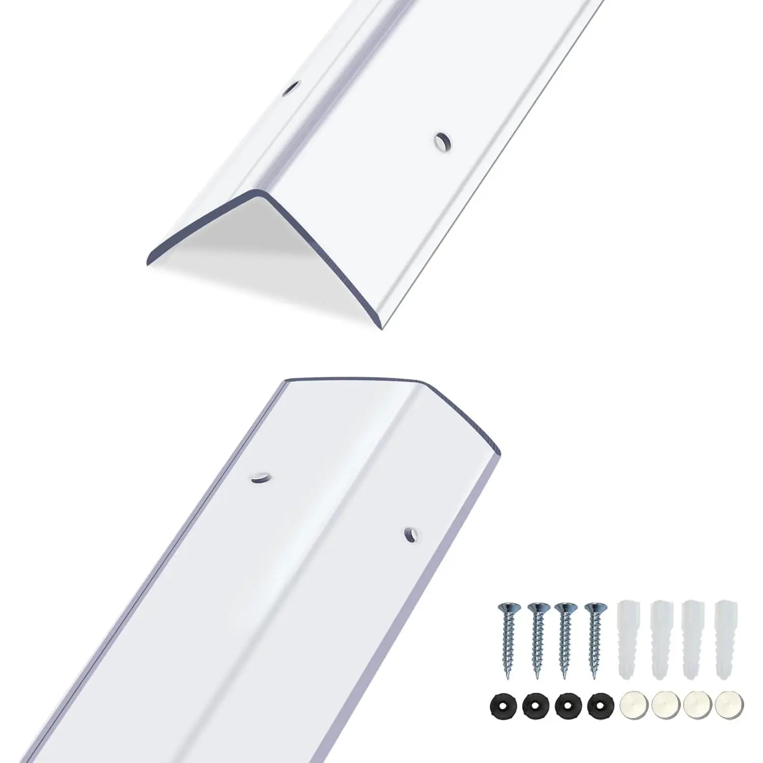 Pre-Drilled Wall Corner Protectors, 2 count x .2''L x 1.97''W Clear Screw Fixing Anti-Impact L-Shape Protective Edge Shields & Guards for Door Frame,  Wall