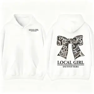 USA Made Local Girl Bow Hoodie Camouflage Graphic Sweatshirt🇺🇸 Casual Everyday Wear