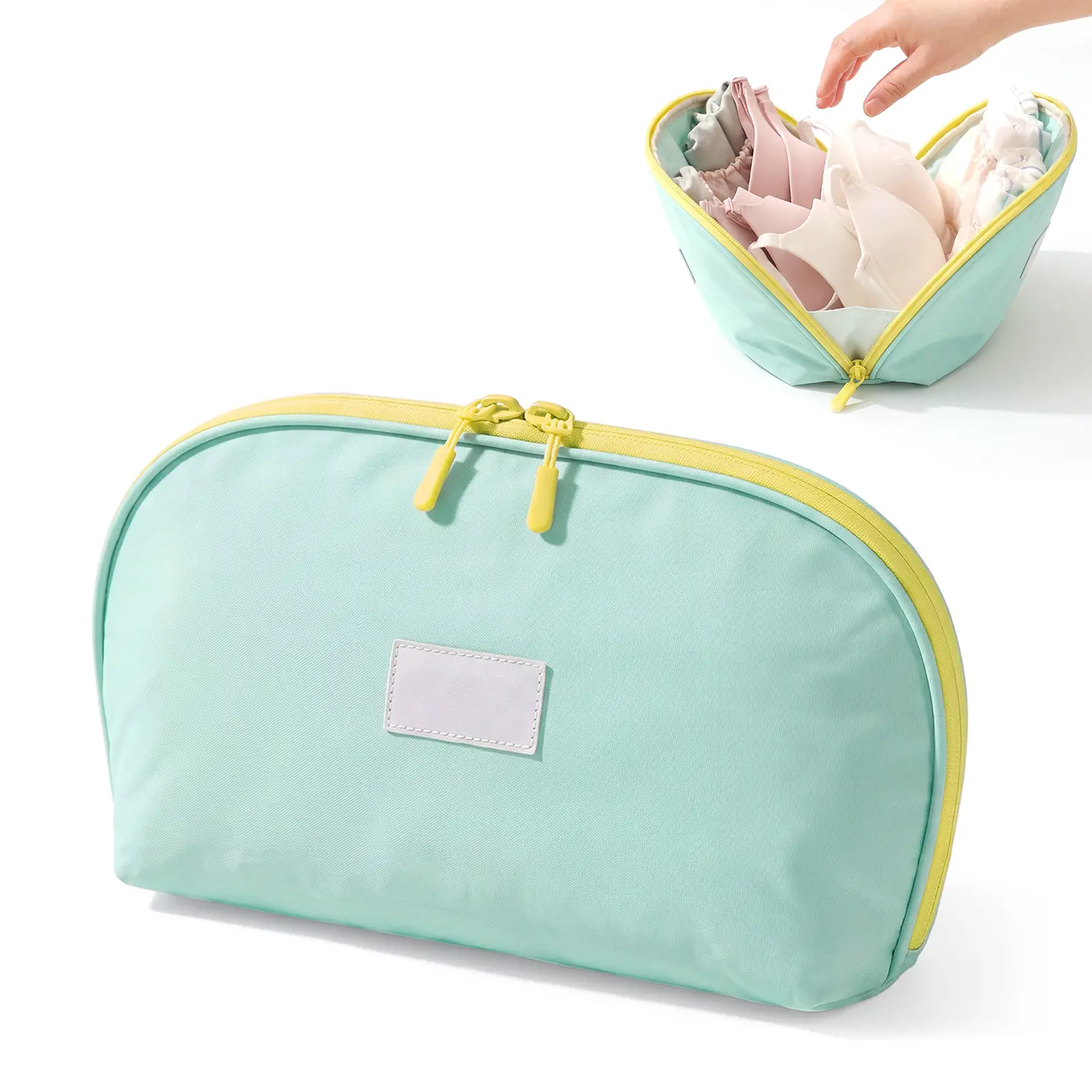 Travel Underwear Organizer Bag, 3-in-1 Lingerie Storage Pouch with Divider, Large Bra & Underwear Packing Cube, Waterproof Garment Bag for Travel, Suitcase and Drawer Organization