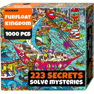 QUOKKA 1000 Piece Puzzle for Adults – 223 Hidden Secrets & Engaging Audio Story – Collect All Four Adult Puzzles in Series to Build One Epic Mystery Realm (Furfloat Kingdom)