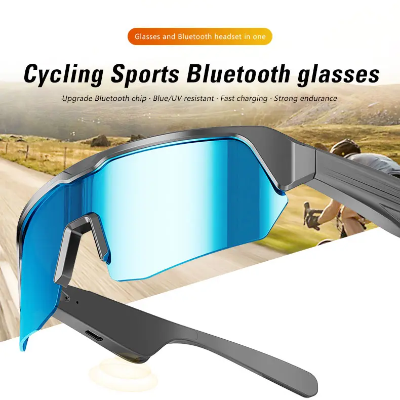 Bluetooth Sport Sunglasses with 130mAh Battery & Fast Type-C Charging UV Protection Polarized Cycling Running Glasses for Men Women Riding Fishing Climbing Hands-Free Calling Smart Glasses Wearable,Multifunctional Outdoor fathersdaygift
