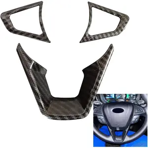 3PCS Carbon Fiber Folor Steering Wheel Cover Fit for Ford Fusion Mondeo Edge