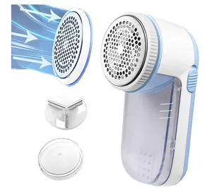 Fabric Shaver Defuzzer, Electric Lint Remover, Sweater Shaver with Replaceable Stainless Steel 3-Blades, Dual Protection, Removable Bin, Easy Remove Fuzz, Lint, Pills, Bobbles
