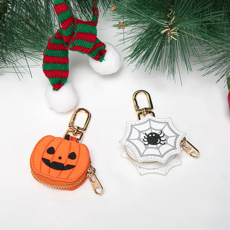 Women's Cute Mini Pumpkin-Shaped Coin Purse Bag Charm Set - Fashion Accessory for Handbags, Unique Novelty Pendant, Spooky Halloween Gift, Portable for Daily Use & Travel