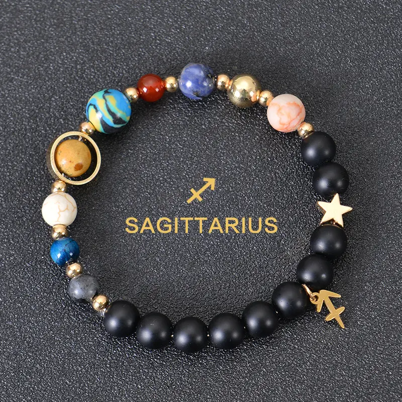 12 Zodiacs Constellation Natural Crystal Bracelet Love Girlfriend Boyfriend Souvenir Valentine Anniversary New Year Christmas Halloween Birthday Gift