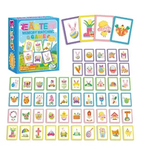 50 Pairs Easter Memory Matching Game for Kids, Educational Concentration Card Game, Bunny & Cross Easter Egg Learning Fun, Easter Gift