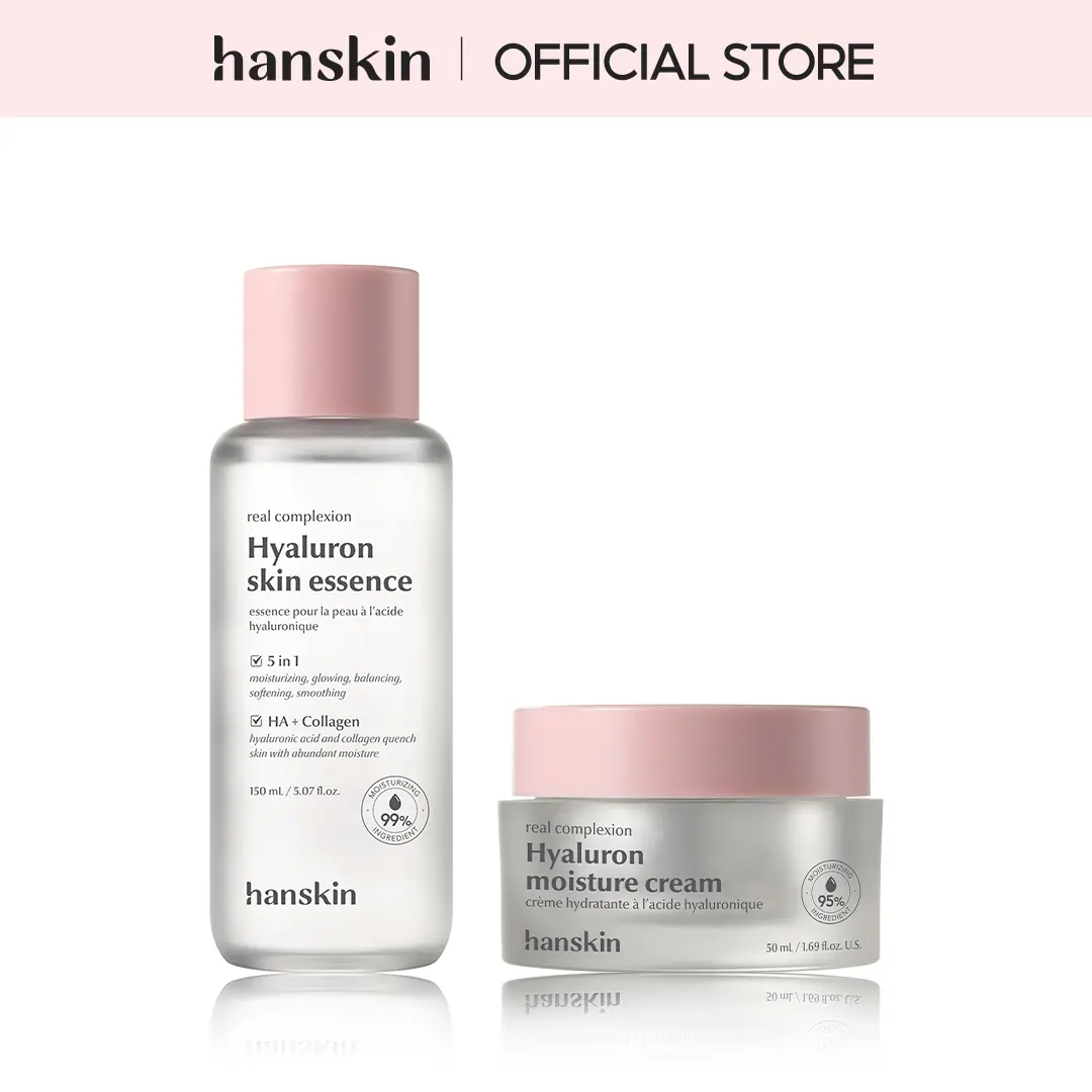 [Duo] Hyaluronic Acid Skin Essence + Lightweight Moisturizer Set, Silky Smooth Hydrating & Barrier-Boosting Skincare Bundle