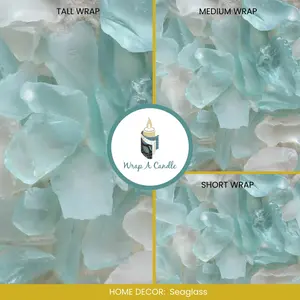 Colorful Seaglass Candle Wrap for Wrap A Candle Base | Coastal Aqua Decorative Wrap | Ocean Inspired Home Decor | Beach House Styling | Reusable Candle Wrap