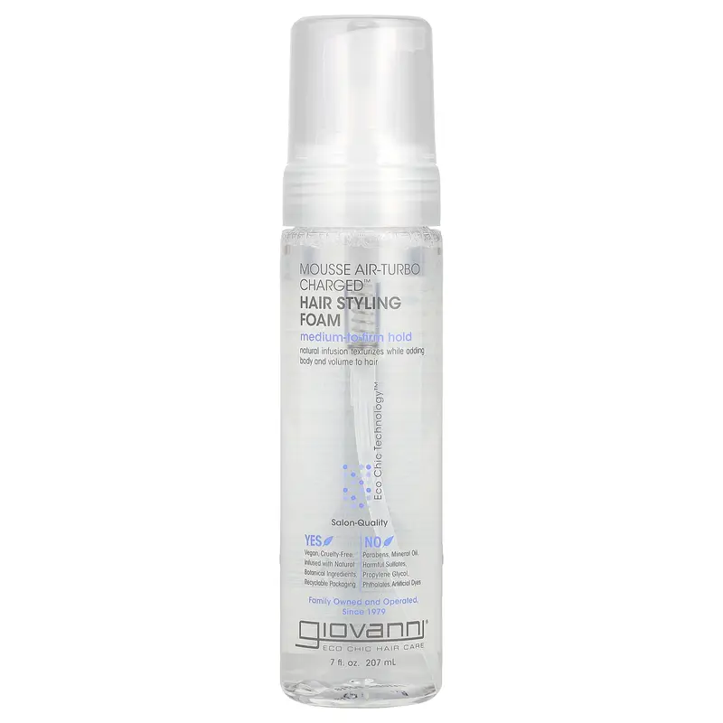 Giovanni Mousse Air-Turbo Charged™, Hair Styling Foam, Medium-To-Firm Hold, 7 fl oz (207 ml)