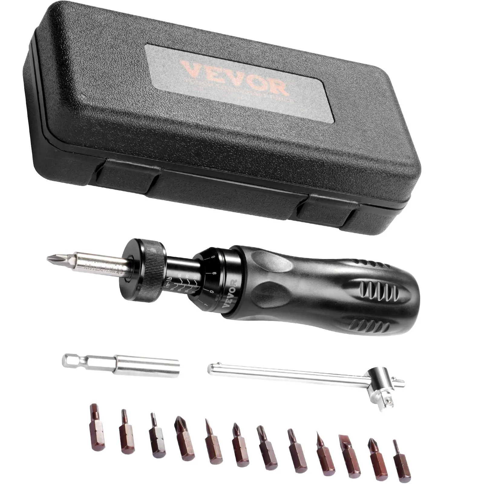 【Summerfinds】VEVOR Torque Screwdriver 1/4" Drive Screwdriver Torque WrenchElectrician Torque Screwdriver with Scale10-70 in/lbs Torque Range1 in-lbs Torque Increment Torque Screwdriver with Bits & Case