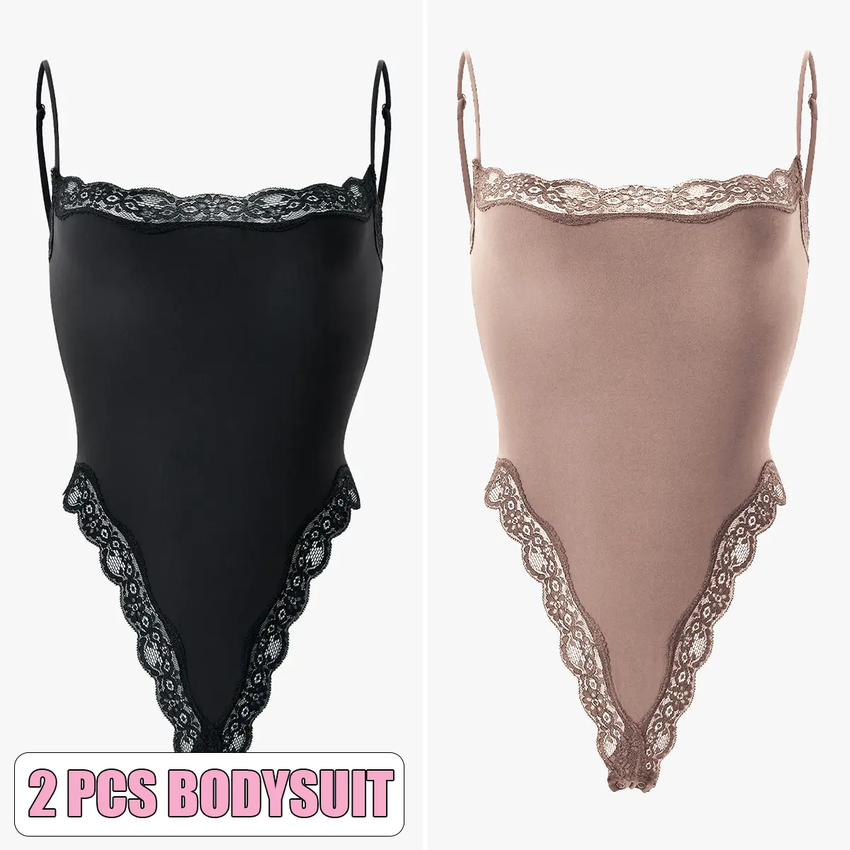 2pcs Bodysuit(Black/Sienna)