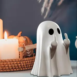 Halloween ghost statue, creepy spooky resin middle finger statue, cute Unique decoration for Halloween decoration, porch and indoor home horror decoration, Halloween funny gift, Figurine