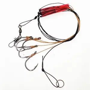 5packs Fishing Hooks With 5 Small High Carbon Steel String Hook Stainless Steel Rigs Swivel Fishing Lure Pesca Baits Tackle