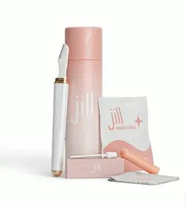 Jill Facial Razor Kit For Women | Facial Hair Removal Dermaplaning Kit Includes 1 Jill Wand, 1 Pre-Shave Oil Wipe, 2 Dermaplane Razors For Sensitive Skin & Cleaning Cloth