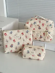 Bunny Embroidered Makeup Bag, Makeup Organizer Pouch, Bow, Large Capacity, Travel Toiletry Bag, Jewelry Storage, Pen Case, Sanitary Pad Holder, Gift for Women