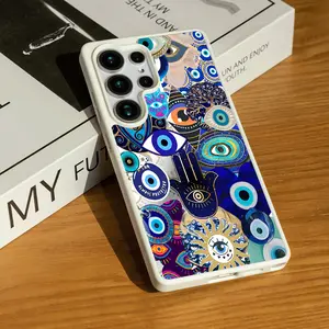 Always Protected Evil Eye Phone Case for SAMSUNG S22/S23/24/25/ULTRA/PLUS  Matte Magnetic Phone Case Unobstructed wireless charging Compatible with MagSafe Acrylic Fingerprint Smartphone Cellphone