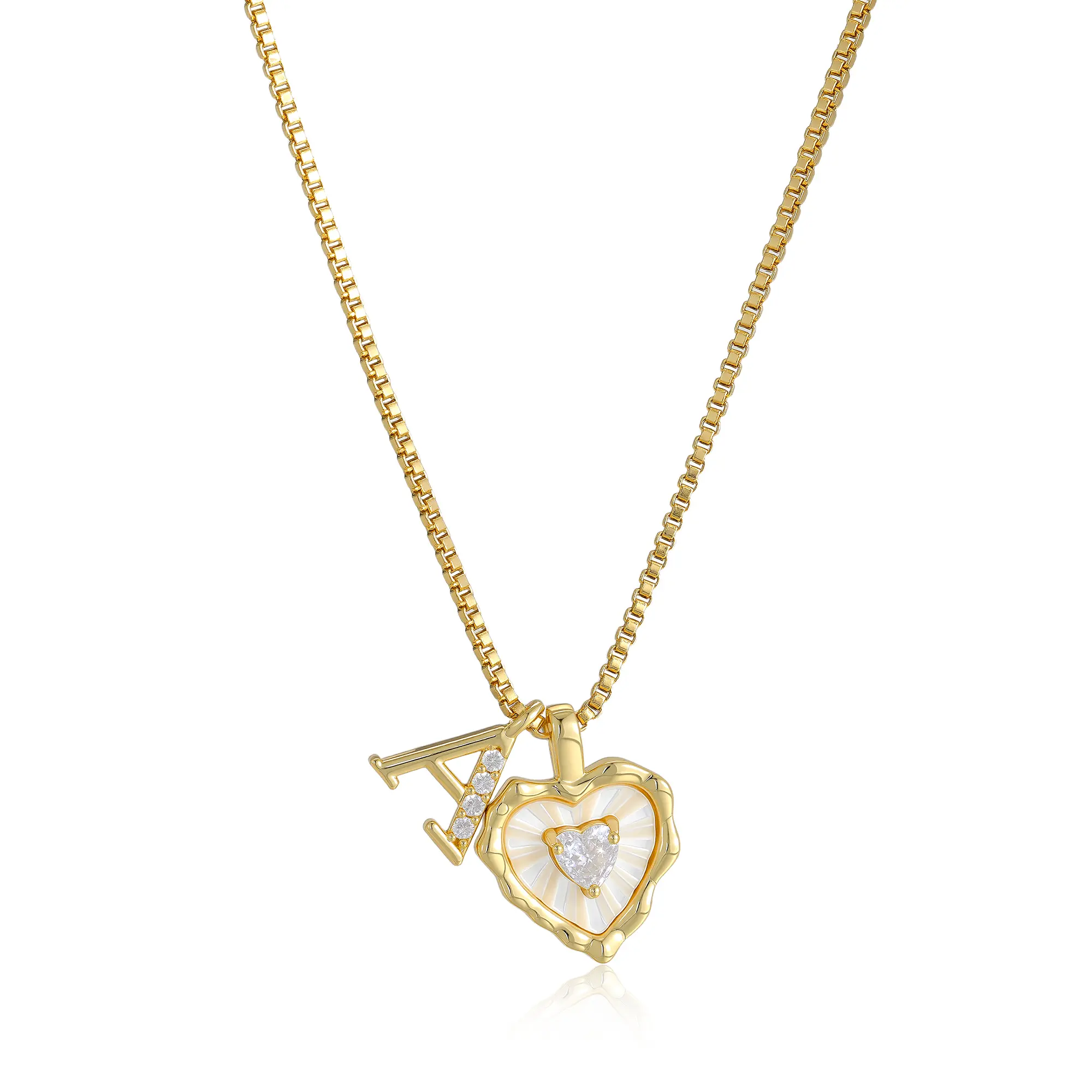 Chesky Gold Initial Necklace for Women Dainty Letter Necklace with Heart Shell Pendant Cubic Zirconia Personalized Necklace Layered Gold Jewelry Cute Gift for Women A-Z