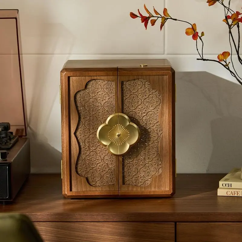Luxury 5-Layer Walnut Jewelry Box with Lock & Mirror – Keep All Treasures Safe