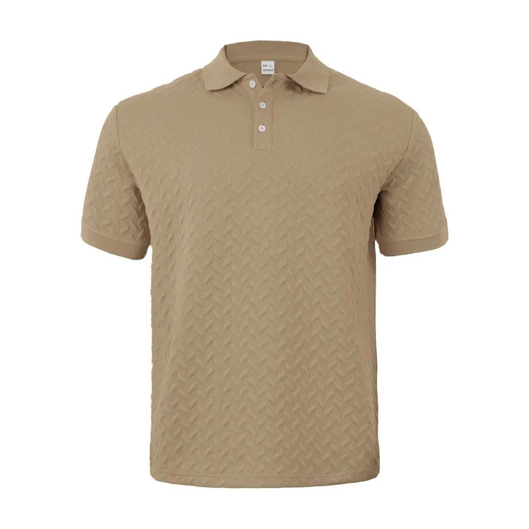 Men's Heavyweight Spandex Jacquard Blend Loose Soft Short-Sleeve Polo Shirt - Minimalist, Sporty Chic, Basic Menswear, Smart Casual Business Collared Top, Breathable, Dry Clean, for Office, Outdoor, Fabric, Breathable Fabric, White