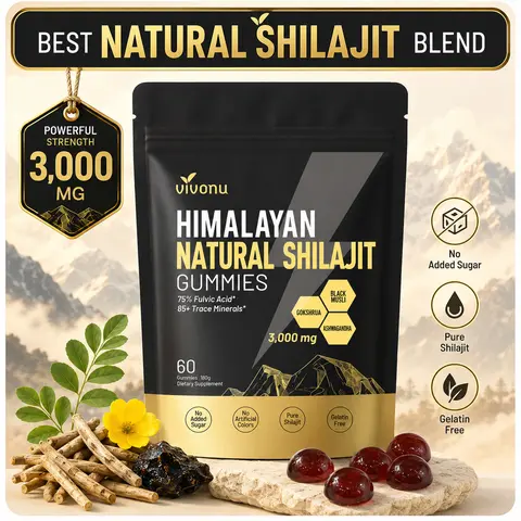 VivoNu 【Testosterone Booster For Men】 Himalayan Shilajit Gummies | With Ashwagandha, Gokshura & other herbs | No added sugar | 60 Gummies SummerVibes