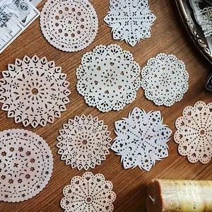 30pcs Vintage Lace Hollow Paper Decorations, Scrapbook Materials for Handmade Crafts, Scrapbook Pages, Junk Journal & DIY Handmade Diary Supplies