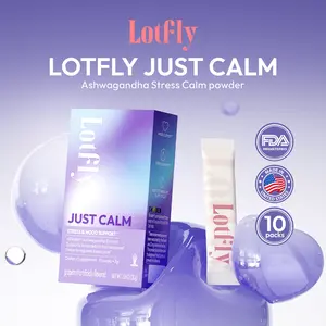 【Calm Your Mind】 LOTFLY JustCalm Drink Mix – Stress Relief, Relaxation & Sleep – With Magnesium, Ashwagandha, GABA & Vitamin D – Non-GMO, 10 Ct