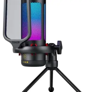 Tonor Gaming Mic PS5/PC with RGB Lighting and Tripod Stand for Enhanced Audio Quality and Streaming